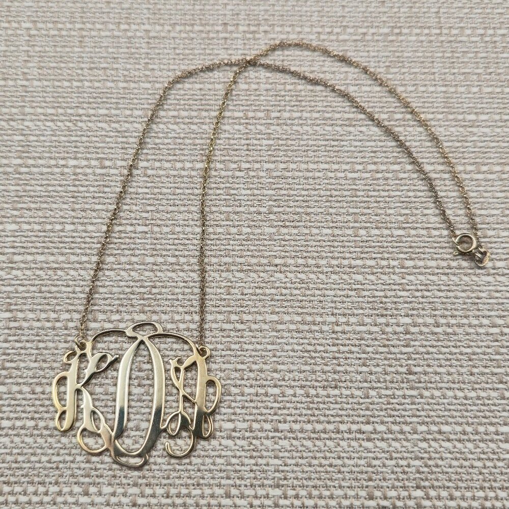 17.5 Inch Gold Over Sterling Silver KDS Initials Chain Necklace A6276
